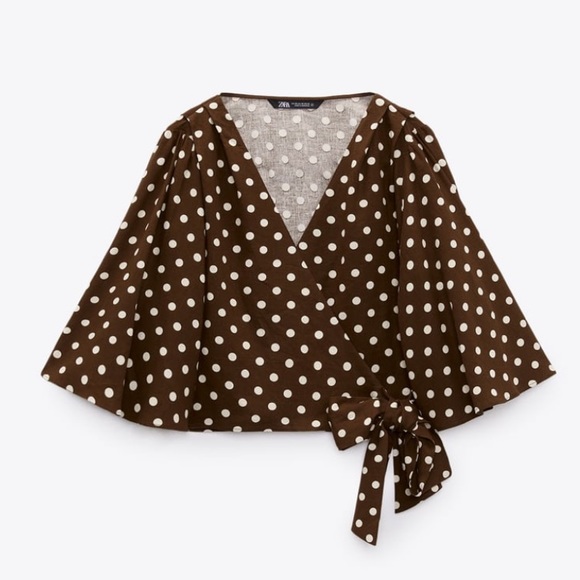ZARA 🤎Polka dot tie top🤎 NWT - Picture 3 of 16